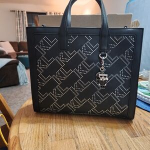 Karl Lagerfeld Black Tote with Silver Accents
